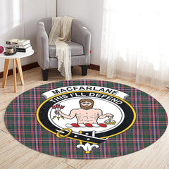 MacFarlane Hunting Modern Tartan Crest Round Rug