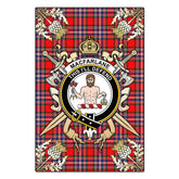 MacFarlane Modern Tartan Crest Black Garden Flag - Gold Thistle Style