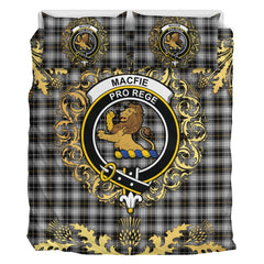 MacFie of Colonsay Dress Tartan Crest Bedding Set - Golden Thistle Style