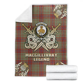MacGillivray Hunting Ancient Tartan Gold Courage Symbol Blanket