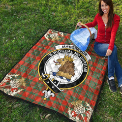 MacGregor Ancient Tartan Crest Premium Quilt - Gold Thistle Style