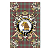 MacGregor Hunting Ancient Tartan Crest Black Garden Flag - Gold Thistle Style