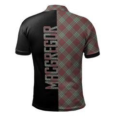 MacGregor Hunting Ancient Tartan Polo Shirt Half of Me - Cross Style