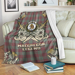 MacGregor Hunting Ancient Tartan Gold Courage Symbol Blanket