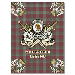 MacGregor Hunting Ancient Tartan Gold Courage Symbol Blanket