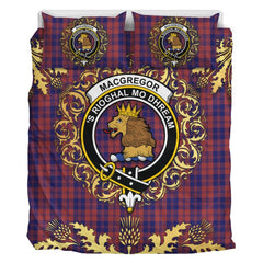 MacGregor of Glengyle Tartan Crest Bedding Set - Golden Thistle Style