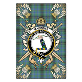 MacInnes Ancient Tartan Crest Black Garden Flag - Gold Thistle Style