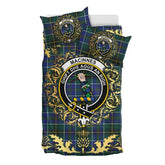 MacInnes Modern Tartan Crest Bedding Set - Golden Thistle Style