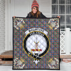 MacIntyre Ancient Tartan Crest Premium Quilt - Gold Thistle Style