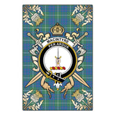 MacIntyre Hunting Ancient Tartan Crest Black Garden Flag - Gold Thistle Style