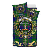 MacIntyre Hunting Modern Tartan Crest Bedding Set - Golden Thistle Style