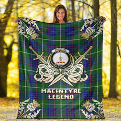 MacIntyre Hunting Modern Tartan Gold Courage Symbol Blanket