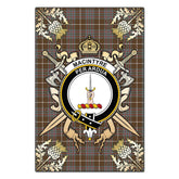 MacIntyre Hunting Weathered Tartan Crest Black Garden Flag - Gold Thistle Style