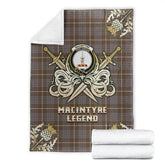 MacIntyre Hunting Weathered Tartan Gold Courage Symbol Blanket