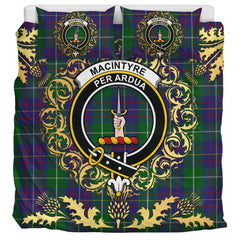 MacIntyre Inglis Tartan Crest Bedding Set - Golden Thistle Style