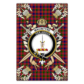 MacIntyre Modern Tartan Crest Black Garden Flag - Gold Thistle Style