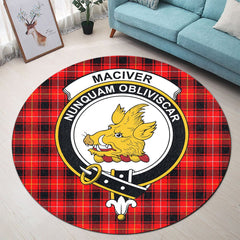 MacIver Modern Tartan Crest Round Rug