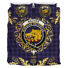 MacIver of Strome Tartan Crest Bedding Set - Golden Thistle Style