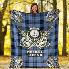 MacKay Blue Tartan Gold Courage Symbol Blanket