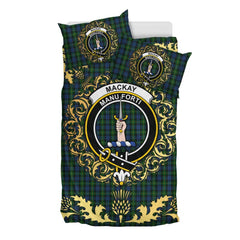 MacKay Bonner Tartan Crest Bedding Set - Golden Thistle Style
