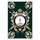 MacKay Modern Tartan Crest Black Garden Flag - Gold Thistle Style