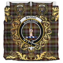 MacKay of Strathnaver Tartan Crest Bedding Set - Golden Thistle Style