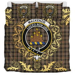 MacKenzie Hunting Tartan Crest Bedding Set - Golden Thistle Style
