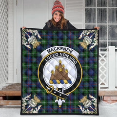 MacKenzie Modern Tartan Crest Premium Quilt - Gold Thistle Style