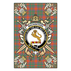 MacKintosh Ancient Tartan Crest Black Garden Flag - Gold Thistle Style