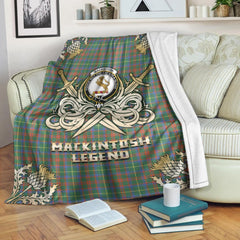 MacKintosh Hunting Ancient Tartan Gold Courage Symbol Blanket