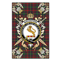 MacKintosh Hunting Modern Tartan Crest Black Garden Flag - Gold Thistle Style