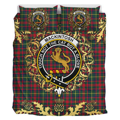 MacKintosh Hunting Modern Tartan Crest Bedding Set - Golden Thistle Style