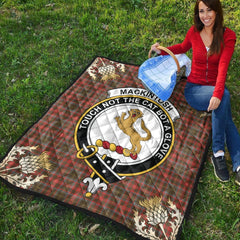 MacKintosh Hunting Weathered Tartan Crest Premium Quilt - Gold Thistle Style