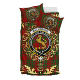MacKintosh Red Tartan Crest Bedding Set - Golden Thistle Style