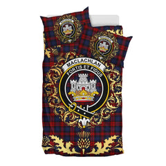 MacLachlan Tartan Crest Bedding Set - Golden Thistle Style