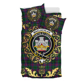 MacLachlan Hunting Tartan Crest Bedding Set - Golden Thistle Style