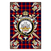 MacLachlan Modern Tartan Crest Black Garden Flag - Gold Thistle Style