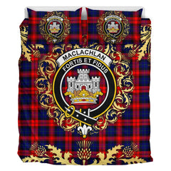 MacLachlan Modern Tartan Crest Bedding Set - Golden Thistle Style