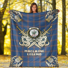 MacLaine of Loch Buie Hunting Ancient Tartan Gold Courage Symbol Blanket