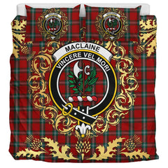 MacLaine of Lochbuie Coburn Tartan Crest Bedding Set - Golden Thistle Style