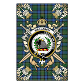 MacLaren Ancient Tartan Crest Black Garden Flag - Gold Thistle Style