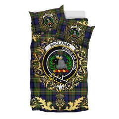 MacLaren Modern Tartan Crest Bedding Set - Golden Thistle Style