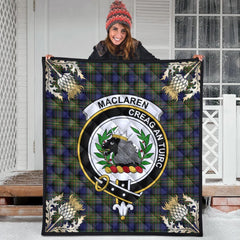 MacLaren Modern Tartan Crest Premium Quilt - Gold Thistle Style