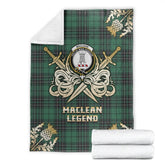 MacLean Hunting Ancient Tartan Gold Courage Symbol Blanket