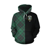 MacLean Hunting Ancient Tartan Hoodie Half of Me - Cross Style