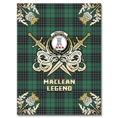 MacLean Hunting Ancient Tartan Gold Courage Symbol Blanket
