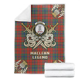 MacLean of Duart Ancient Tartan Gold Courage Symbol Blanket