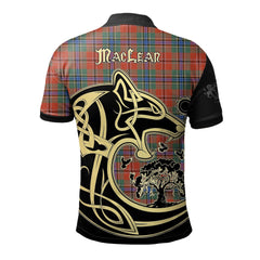 MacLean of Duart Ancient Tartan Polo Shirt Viking Wolf