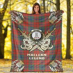 MacLean of Duart Ancient Tartan Gold Courage Symbol Blanket
