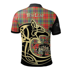 MacLean of Duart Modern Tartan Polo Shirt Viking Wolf